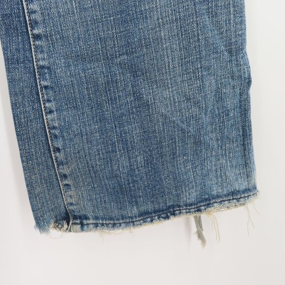 7 For All Mankind Womens 27 Blue Wash Denim Jeans Flare Distressed Destroyed - Picture 7 of 16